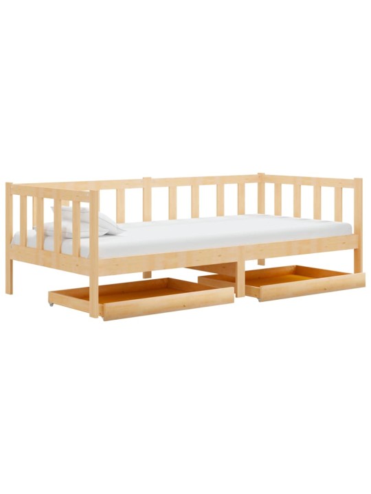 Válenda se zásuvkami 90 x 200 cm masivní borové dřevo