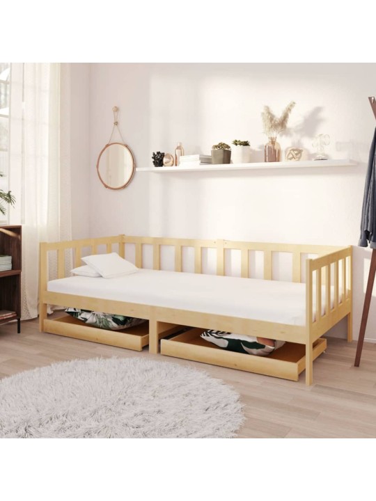 Válenda se zásuvkami 90 x 200 cm masivní borové dřevo