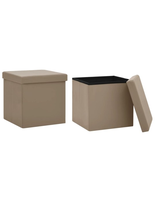 Skládací úložné stoličky 2 ks cappuccino PVC