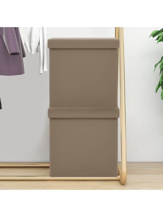 Skládací úložné stoličky 2 ks cappuccino PVC