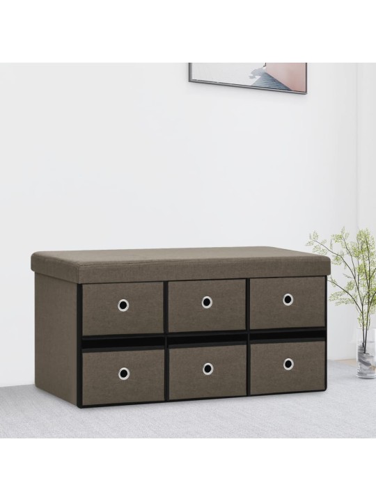 Skládací úložná lavice hnědá 76 x 38 x 38 cm umělý len