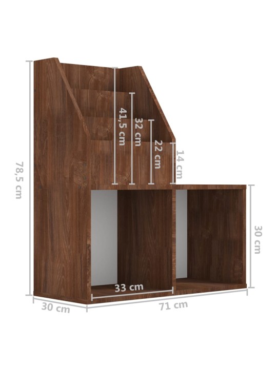 Dětský regál na časopisy hnědý dub 71 x 30 x 78,5 cm kompozit