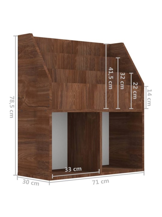 Dětský regál na časopisy hnědý dub 71 x 30 x 78,5 cm kompozit