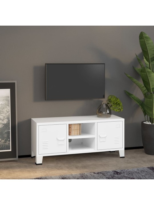 Industriální TV skříňka bílá 105 x 35 x 42 cm kov