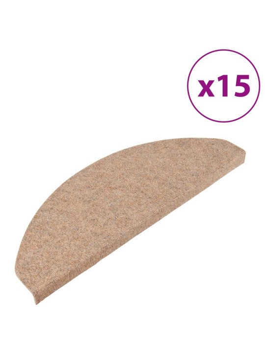 Samolepicí nášlapy na schody 15 ks 65x22,5x3,5 cm béžové
