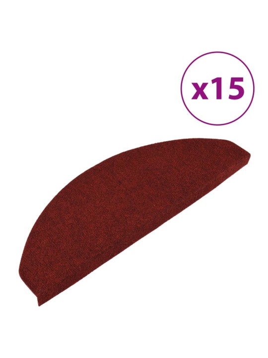 Samolepicí nášlapy na schody 15 ks 65x22,5x3,5 cm červené