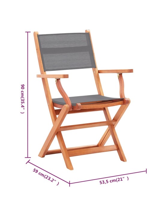 Skládací zahradní židle 6 ks šedé masivní eukalyptus a textilen