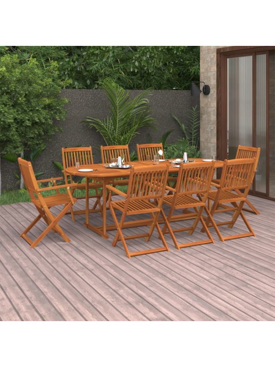 9dílný zahradní jídelní set 220x90x75 cm masivní akáciové dřevo