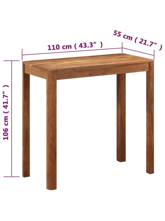 Barový stůl masivní akácie s medovým povrch 110 x 55 x 106 cm