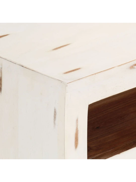 TV skříňka masivní akáciové dřevo 110 x 30 x 40 cm bílá