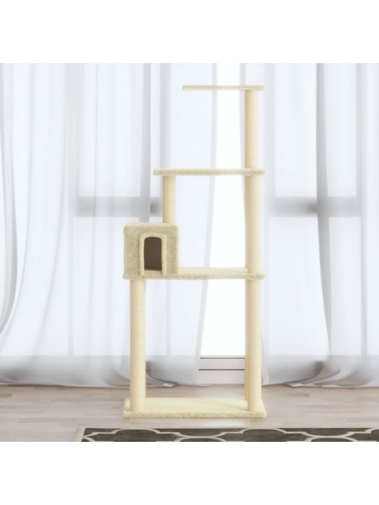 Škrabadlo pro kočky se sisalovými sloupky krémové 147 cm