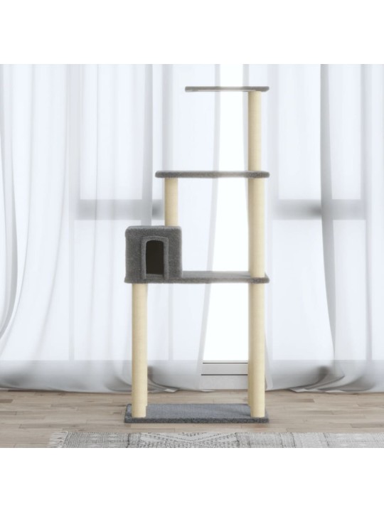 Škrabadlo pro kočky se sisalovými sloupky světle šedé 147 cm
