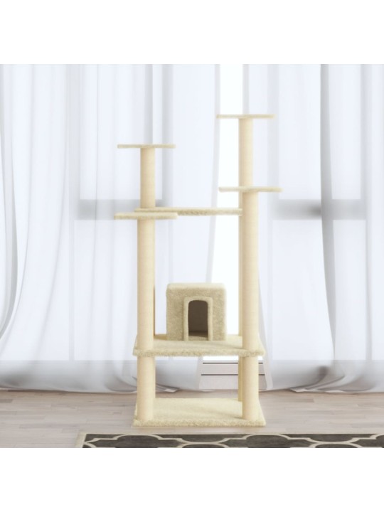 Škrabadlo pro kočky se sisalovými sloupky krémové 110 cm