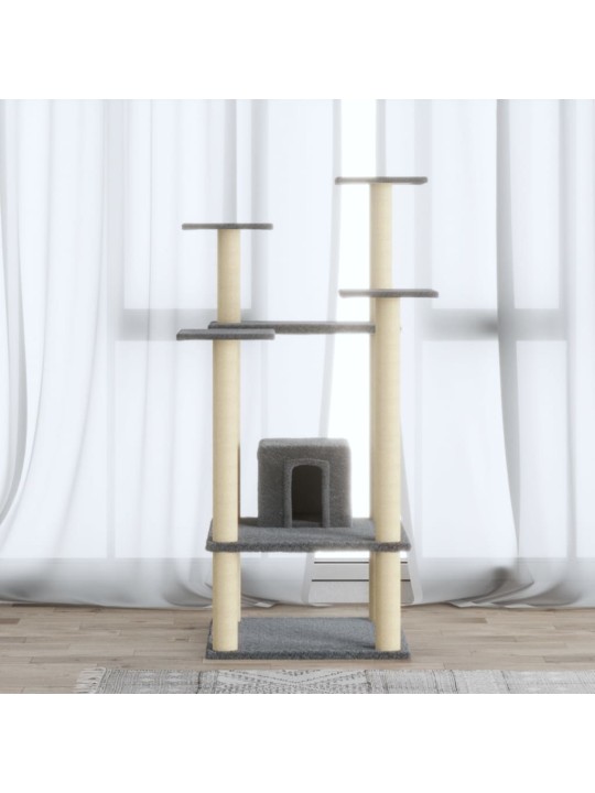 Škrabadlo pro kočky se sisalovými sloupky světle šedé 110 cm