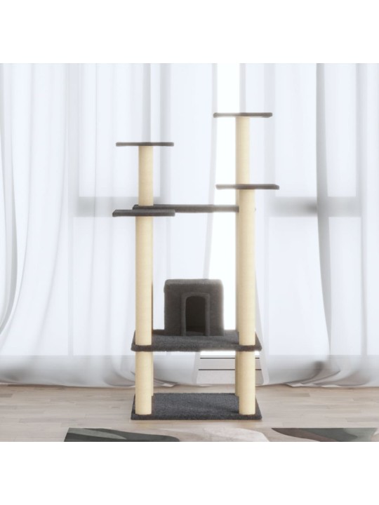 Škrabadlo pro kočky se sisalovými sloupky tmavě šedé 110 cm