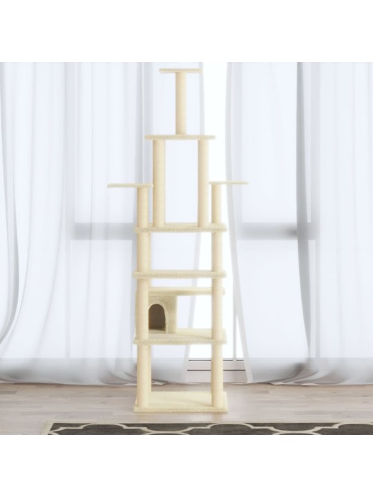 Škrabadlo pro kočky se sisalovými sloupky krémové 183 cm