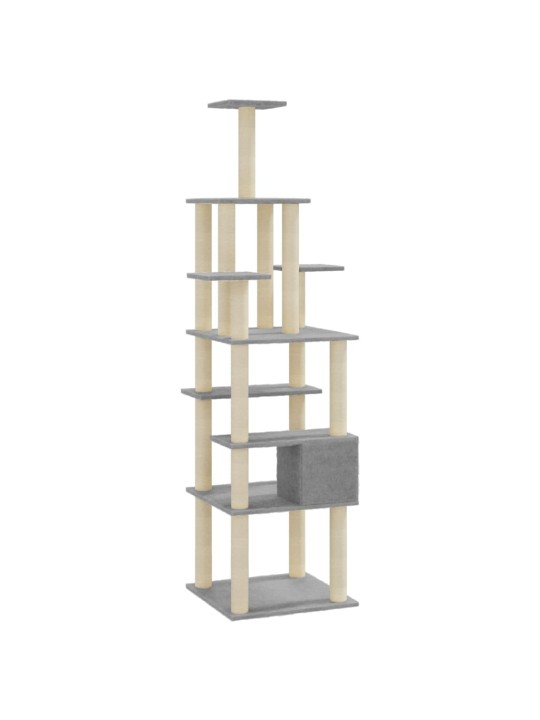 Škrabadlo pro kočky se sisalovými sloupky světle šedé 183 cm