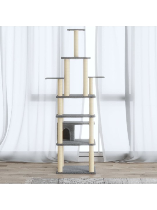 Škrabadlo pro kočky se sisalovými sloupky světle šedé 183 cm