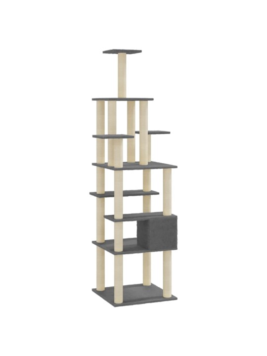 Škrabadlo pro kočky se sisalovými sloupky tmavě šedé 183 cm