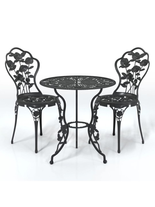 3dílný bistro set litý hliník černý
