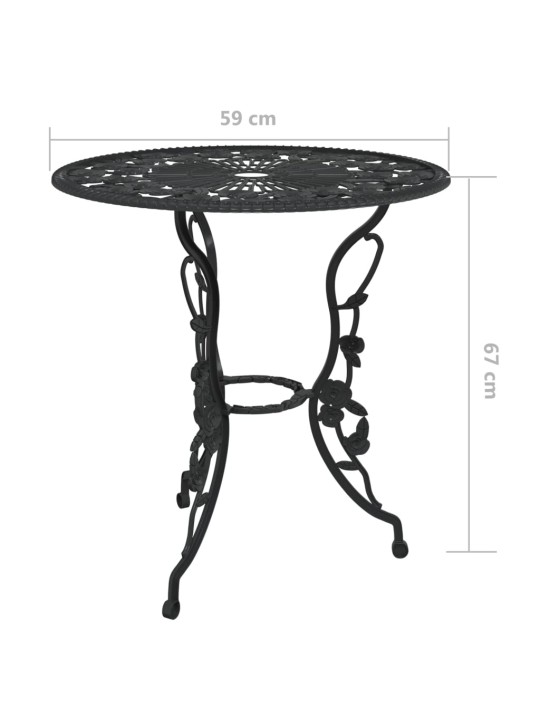 3dílný bistro set litý hliník černý