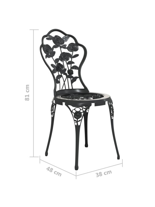 3dílný bistro set litý hliník černý