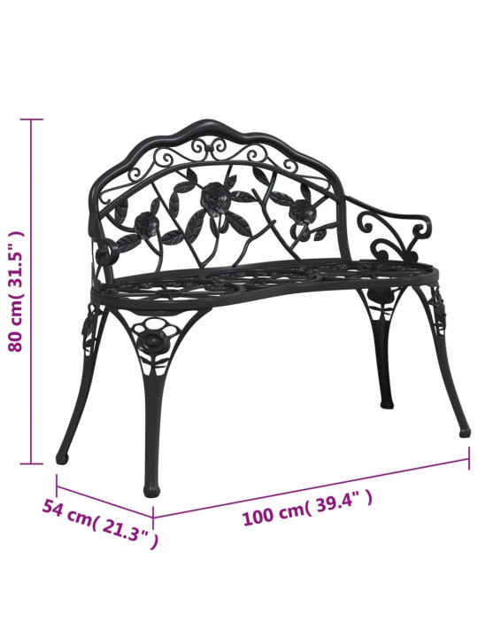 Zahradní lavice 100 cm litý hliník černá