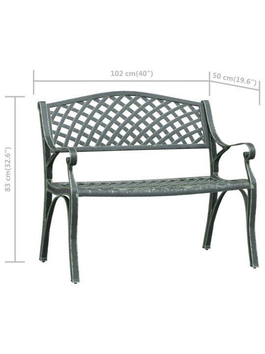 Zahradní lavice 102 cm litý hliník zelená
