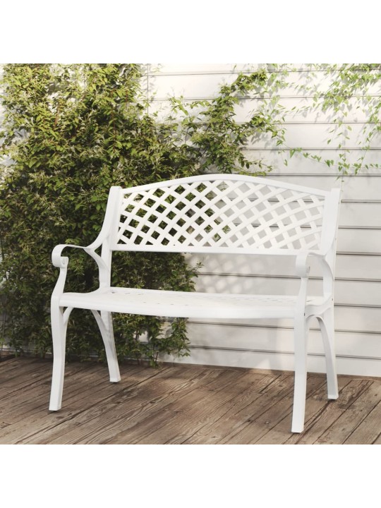 Zahradní lavice 102 cm litý hliník bílá