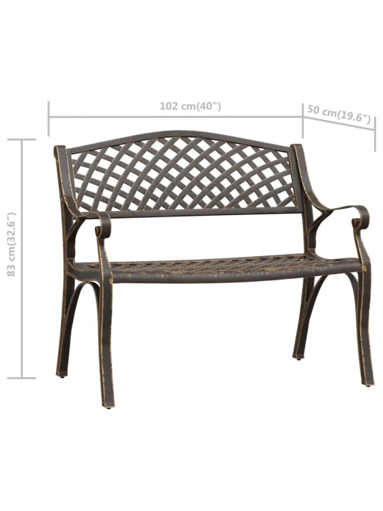 Zahradní lavice 102 cm litý hliník bronzová