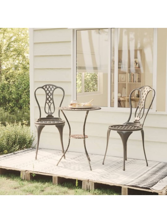 3dílný bistro set litý hliník bronzový