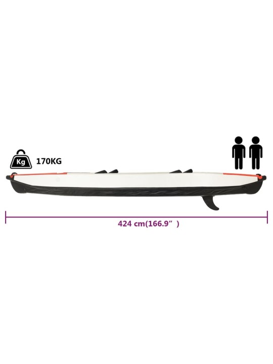 Nafukovací kajak červený 424 x 81 x 31 cm polyester