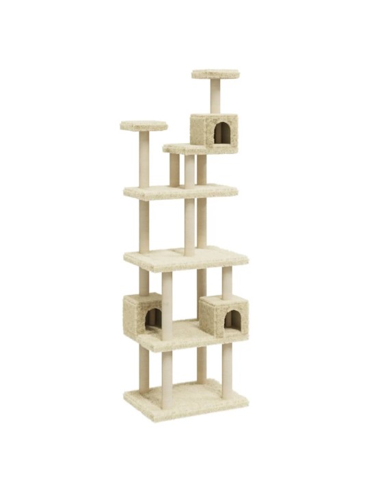 Škrabadlo pro kočky se sisalovými sloupky krémové 188 cm