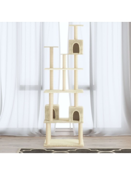 Škrabadlo pro kočky se sisalovými sloupky krémové 188 cm