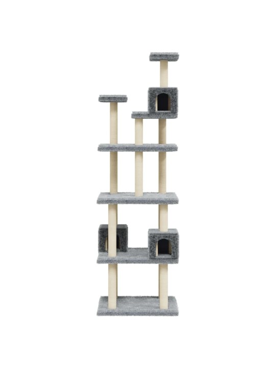 Škrabadlo pro kočky se sisalovými sloupky světle šedé 188 cm