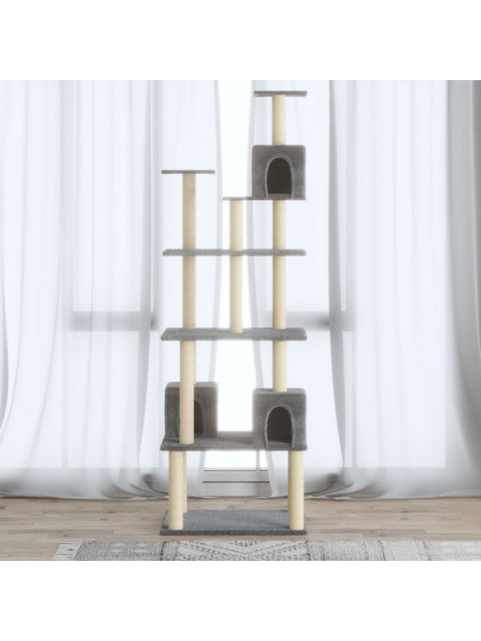 Škrabadlo pro kočky se sisalovými sloupky světle šedé 188 cm