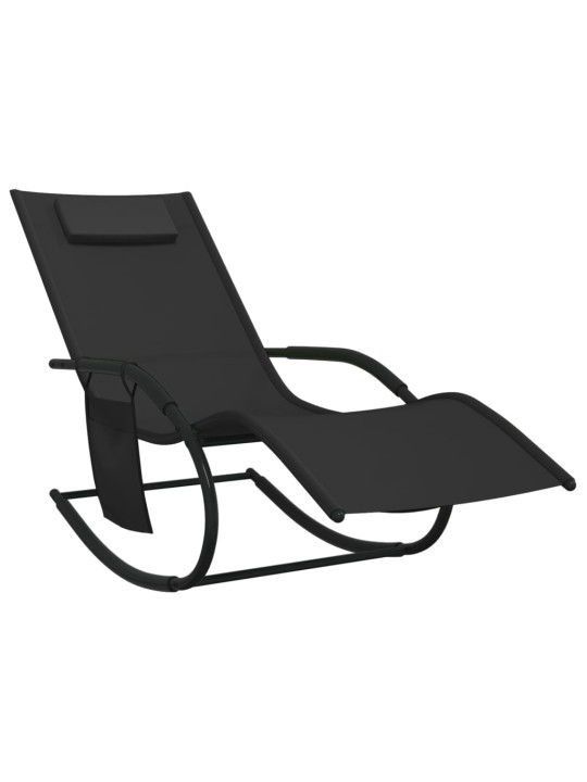 Houpací lehátka 2 ks černá ocel a textilen
