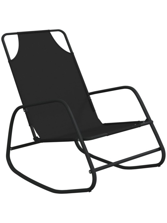 Houpací lehátka 2 ks černá ocel a textilen