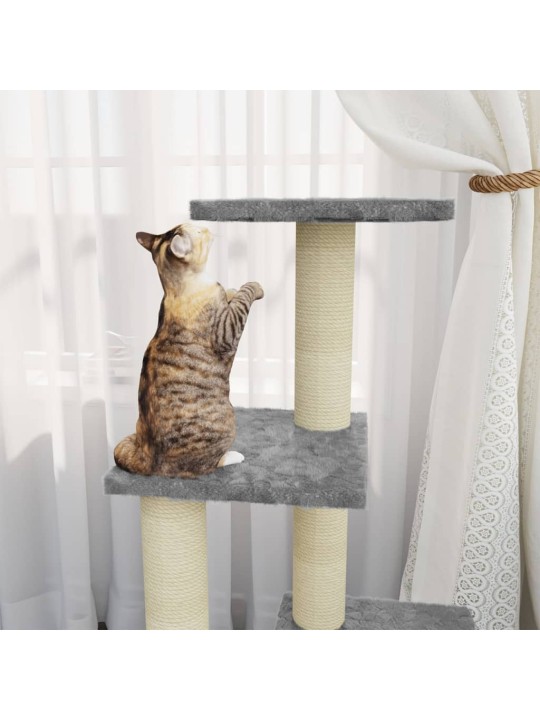 Škrabadlo pro kočky se sisalovými sloupky světle šedé 92 cm