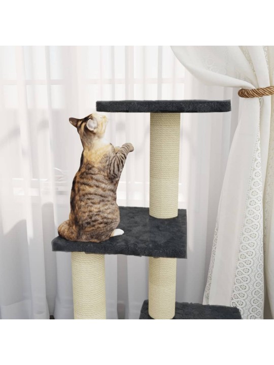 Škrabadlo pro kočky se sisalovými sloupky tmavě šedé 92 cm