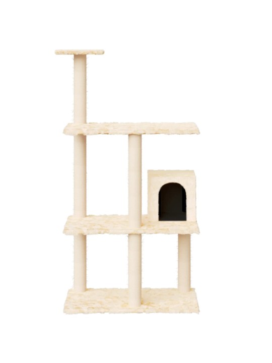Škrabadlo pro kočky se sisalovými sloupky krémové 119 cm