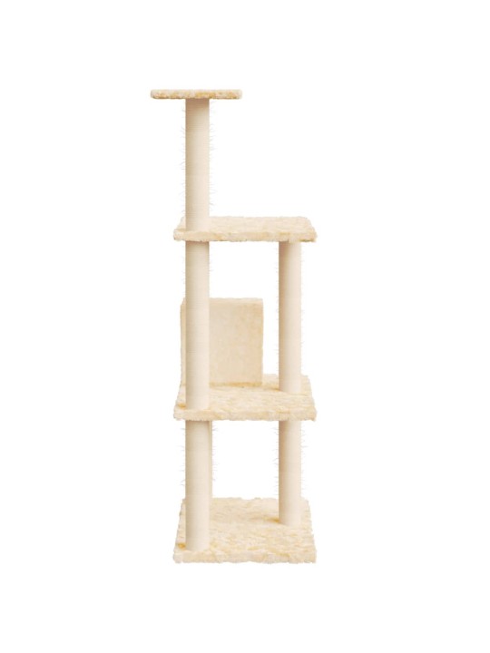 Škrabadlo pro kočky se sisalovými sloupky krémové 119 cm
