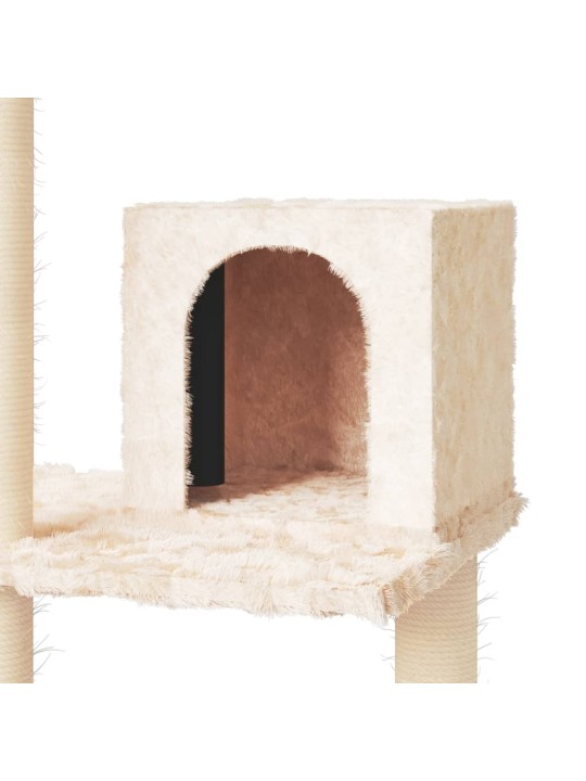 Škrabadlo pro kočky se sisalovými sloupky krémové 119 cm