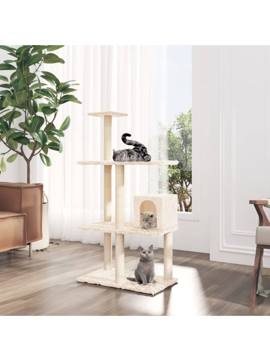 Škrabadlo pro kočky se sisalovými sloupky krémové 119 cm