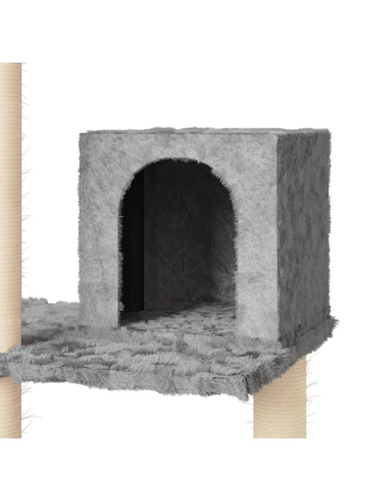 Škrabadlo pro kočky se sisalovými sloupky světle šedé 119 cm