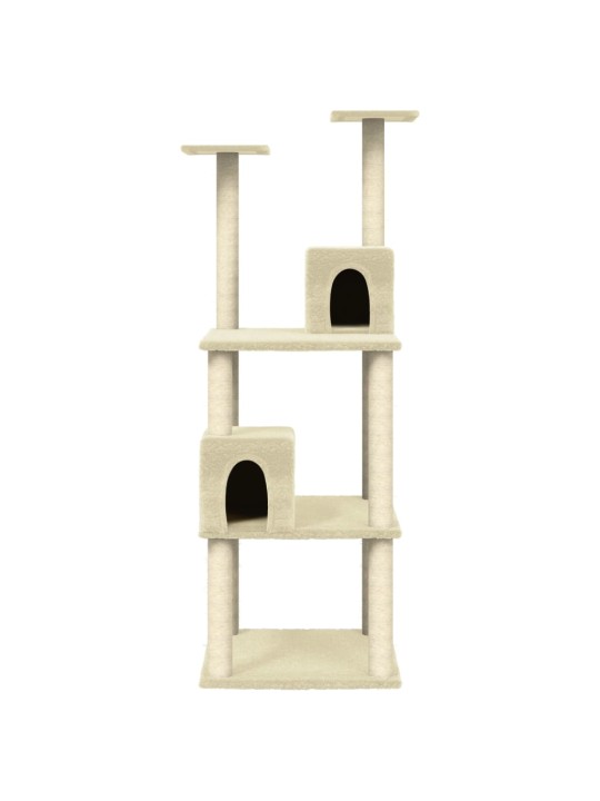 Škrabadlo pro kočky se sisalovými sloupky krémové 141 cm