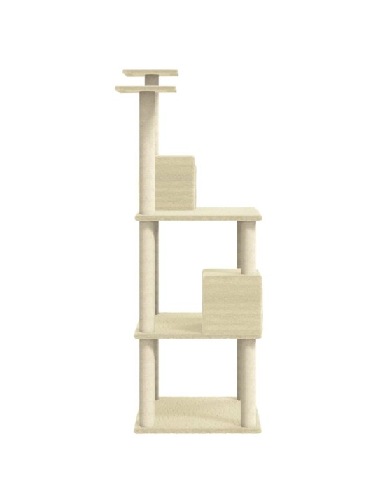 Škrabadlo pro kočky se sisalovými sloupky krémové 141 cm