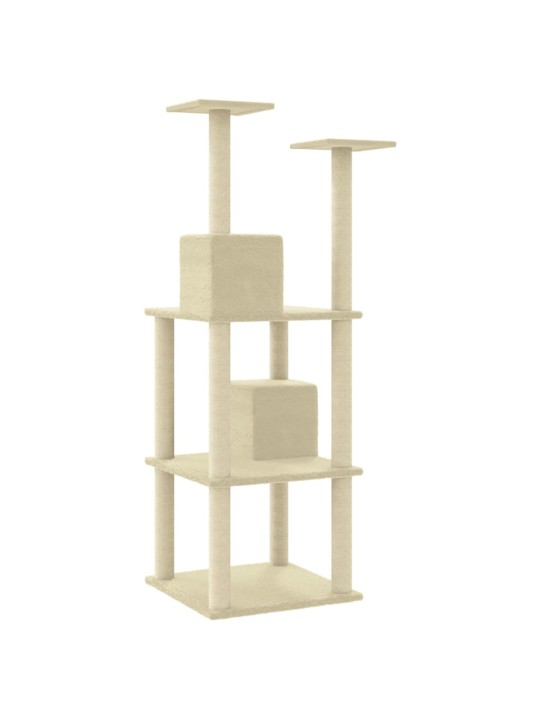 Škrabadlo pro kočky se sisalovými sloupky krémové 141 cm