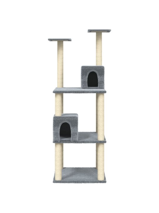 Škrabadlo pro kočky se sisalovými sloupky světle šedé 141 cm