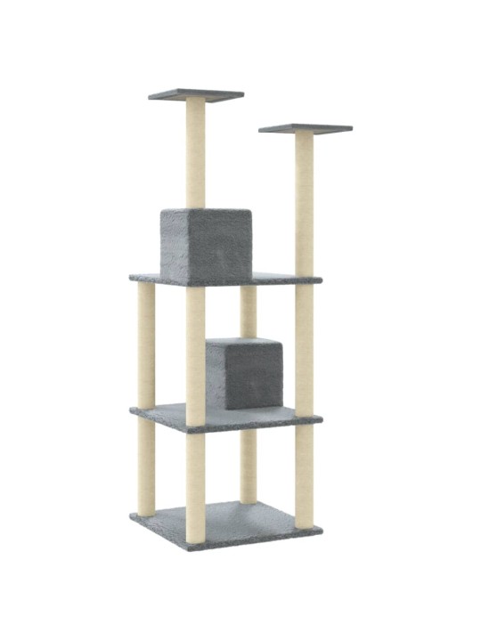 Škrabadlo pro kočky se sisalovými sloupky světle šedé 141 cm